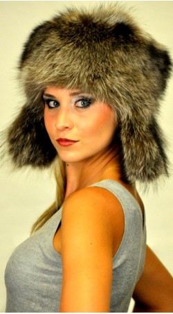 Raccoon fur hat ushanka